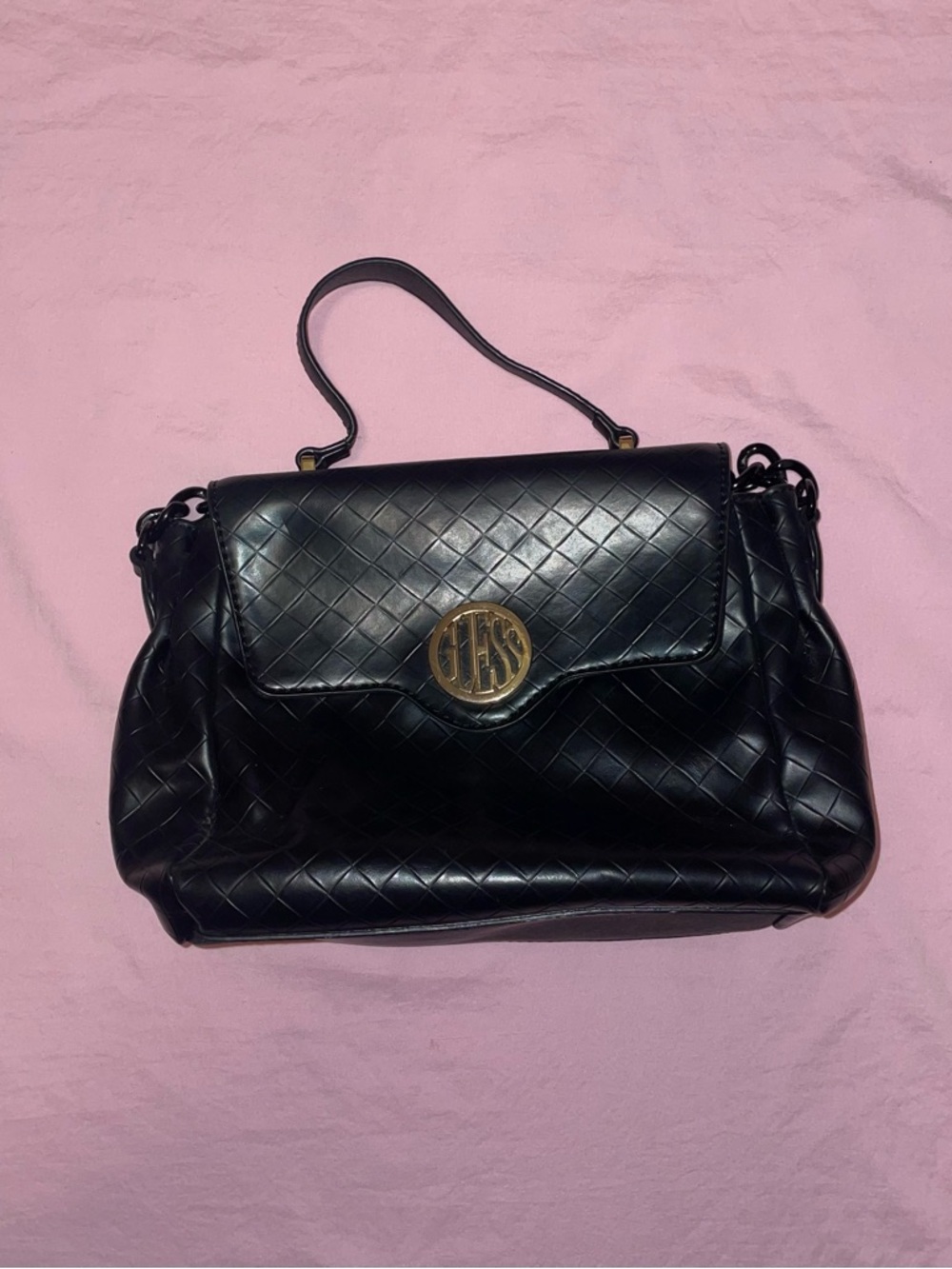 Y2K Black Quilted Crossbody Bag w/ Chain Strap